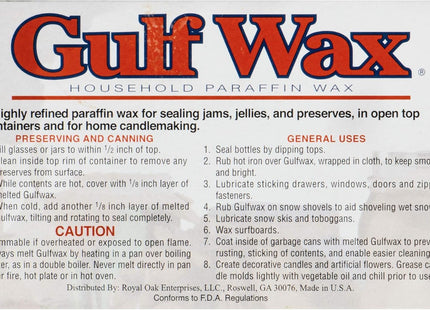 Gulf wax Misc Canning Candle, Household Paraffin Wax, For Canning & Candle making, 16 Ounce (Pack Of 12)