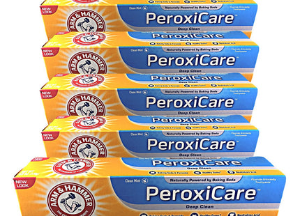 Arm & Hammer Baking Soda & Peroxide Toothpaste, Tartar Control, Deep Clean, Fresh Mint 6 Ounce (Pack Of 6)