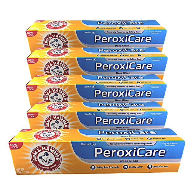 Arm & Hammer Baking Soda & Peroxide Toothpaste, Tartar Control, Deep Clean, Fresh Mint 6 Ounce (Pack Of 6)