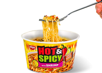 Nissin Bowl Noodles, Hot & Spicy, Beef Flavor, Ramen Noodle Soup, Non-MSG, Shelf-Stable, 3.28 Ounce (Pack Of 6)