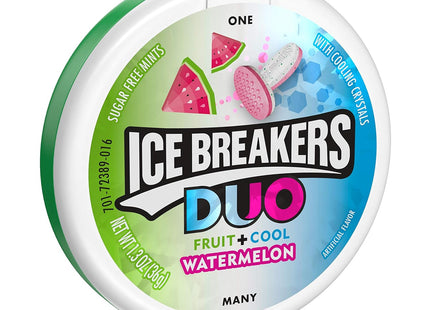 Ice Breakers Duo Fruit + Cool, Watermelon Flavored, cooling crystal, Sugar Free Mints Candy, 1.3 Ounce (Pack Of 6)