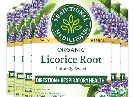 Traditional Medicinals Organic Licorice Root, Caffeine Free, Herbal Tea, 16 Count (Pack Of 6)