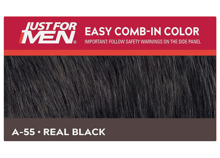 Just For Men Easy Comb-in Men's Hair Color, with Applicator, Real Black, A-55 (Pack Of 24)