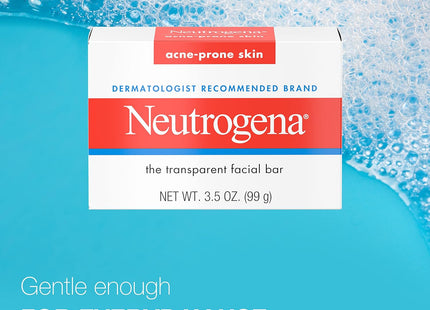 Neutrogena Glycerin Facial Cleansing Bar, for Acne-Prone Skin Formula Soap, 3.5 Ounce (Pack Of 4)