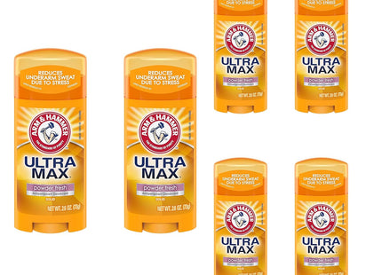 Arm & Hammer Ultra-Max Solid Anti-Perspirant Deodorant, Powder Fresh, 2.6 Ounce (Pack Of 6)