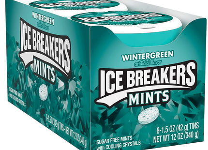 Ice Breakers Wintergreen Cooling Crystals, Sugar Free Mints, Mint Candy, 1.5 Ounce (Pack Of 8)