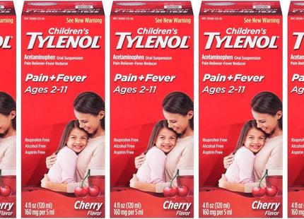 Tylenol Children's Fever Reducer & Pain Reliever, Oral Suspension, Ages 2-11, Cherry Blast 4 Fluid Ounces (Pack Of 8)