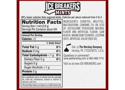 Ice Breakers cinnamon flavor crystals, Sugar Free, Fresh Breath, Mints Tin, 1.5 Ounce (Pack Of 2)