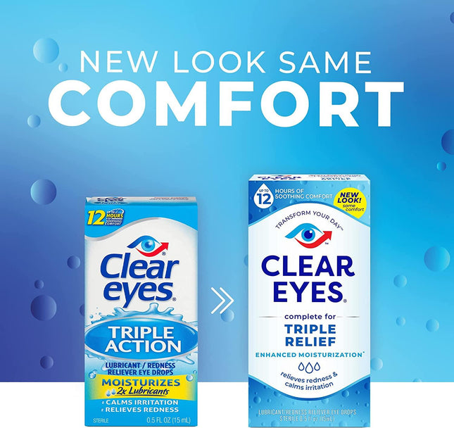 Clear Eyes Triple Relief Lubricant Eye Drops 0.5 Fl Oz (Pack Of 3)