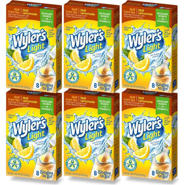 Wyler's Light Drink Mix Singles, Lemon Iced Tea, Sugar Free, 8 count (Pack Of 6)