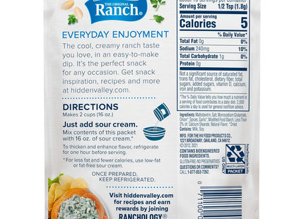 Hidden Valley, Original Ranch Dressing And Seasoning, Dip and Salad Mix, Gluten Free, 1 Ounce (Pack Of 2)