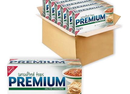 Nabisco Premium Unsalted Tops Saltine Crackers, Crispy, Square, Low Salt Crackers, 16 Ounce (Pack Of 12)