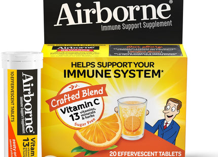 Airborne 1000mg Vitamin C Immune Support Effervescent Tablets, Zesty Orange, 20 Count (Pack Of 2)