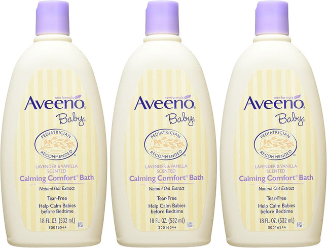 Aveeno Baby Nighttime Calming Comfort Bath, Body & Hair Wash - Lavender and Vani 18 Fl Oz (Pack Of 3)