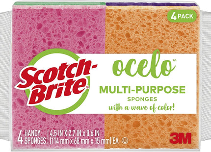 Scotch-Brite, ocelo Handy Sponge, Assorted Colors, Vibrant Color Sponges, 4 Count (Pack Of 1)