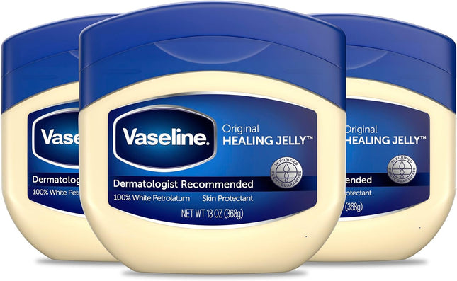 Vaseline Original Skin Protectant Healing, Petroleum Lubricating Jelly, Unisex, 13 Ounce (Pack Of 3)