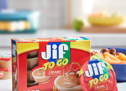 Jif To Go Creamy Peanut Butter Cups Creamy, Smooth and Creamy Texture, Snack Size Packs, 1.5 Ounce 8 Cups Each, (Pack Of 1)