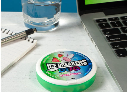 Ice Breakers Duo Fruit + Cool, Watermelon Flavored, cooling crystal, Sugar Free Mints Candy, 1.3 Ounce (Pack Of 6)