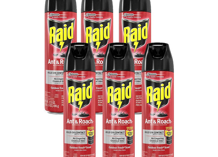 Raid Ant & Roach Killer Defense System, Outdoor, Aerosol, Fresh Scent 17.5 Ounce (Pack Of 4)