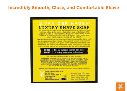 Van Der Hagen Scented Luxury Soften Beard Care Cocoa Butter Shave Soap 3.5 Ounce (Pack Of 6)