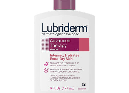 Lubriderm Advanced Therapy Moisturizing Hand & Body Lotion, Pro-Ceramide with Vitamins E & Pro-Vitamin B5, Fragrance Free, Intense Hydration for Itchy, Extra Dry Skin, Non-Greasy, 6 ounce (Pack Of 8)