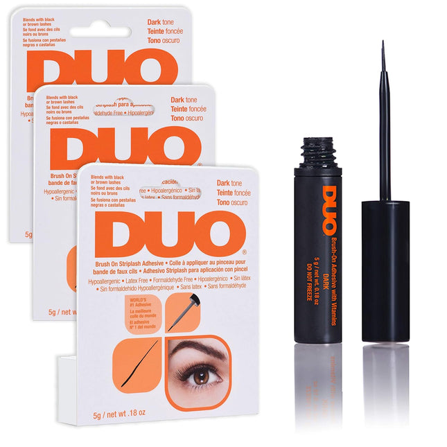 Duo Eye Lash Glue Brush-On Strip lash Adhesive, Dark Tone Eyelash, 0.18 Ounce (Pack Of 3)