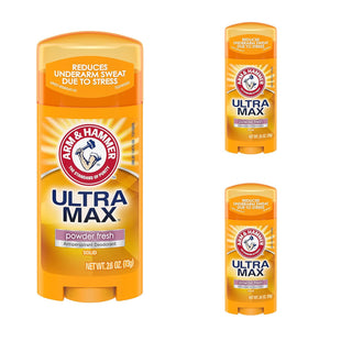 Arm & Hammer Ultra-Max Solid Anti-Perspirant Deodorant, Powder Fresh, 2.6 Ounce (Pack Of 3)