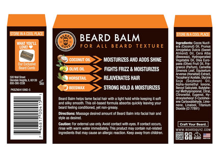 Beard Guyz Beard Balm 25 Style Your Beard, for Fine to Medium Hair, 3 Ounce (Pack Of 12)