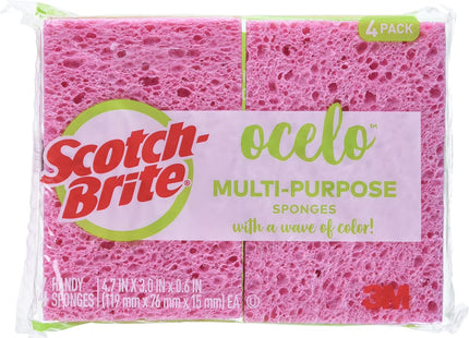 Scotch-Brite, ocelo Handy Sponge, Assorted Colors, Vibrant Color Sponges, 4 Count (Pack Of 1)