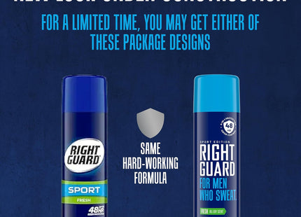 Right Guard Sport, Antiperspirant & Deodorant Spray, 48-Hour Odor Control, Fresh Scent, 6 Ounce (Pack Of 12)