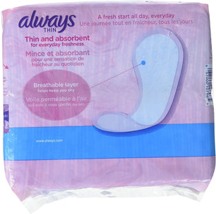 Always Thin Daily Panty Liners For Women, Light Absorbency, Unscented, 120 Count (Pack Of 5)