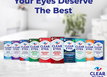 Clear Eyes Triple Relief Lubricant Eye Drops 0.5 Fl Oz (Pack Of 12)