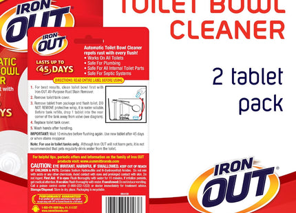 IRON OUT Automatic Toilet Bowl Cleaner, Repel Rust and Hard Water Stains with Every Flush, Tablets, 2.5 Ounce 2 Count Each (Pack Of 12)