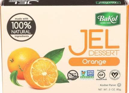 Bakol Jel Dessert, All Natural Vegan Dessert Mix, Kosher, No Artificial Sweeteners Flavors or Colors, Orange Flavor 3 Ounce (Pack Of 12)