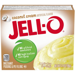 Jell-O Coconut Cream, Artificially Flavored, Instant Pudding & Pie Filling Mix, No Artificial Sweeteners, 3.4 Ounce (Pack Of 1)