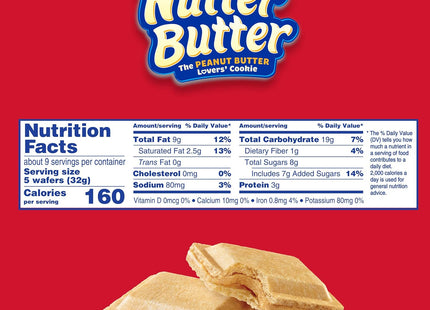 NABISCO Nutter Butter, Peanut Butter Creamy Wafer Cookies, Crunchy Cookies With Smooth Creamy Filling, 10.5 Oz (Pack Of 6)