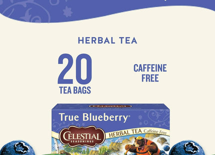 Celestial Seasonings Caffeine Free, Herbal Tea Bag, True Blueberry, 20 Count (Pack Of 6)