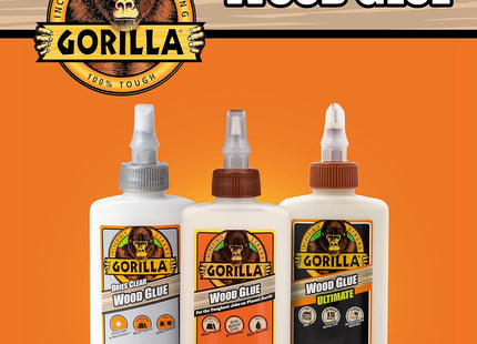 Gorilla Water Based Glue Bottle, Natural Wood Color, Indoor-Outdoor Use, 4 Ounce (Pack Of 4)