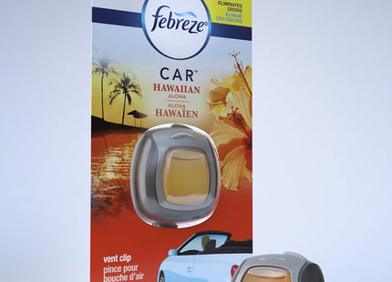 Febreze CAR Air Freshener, Hawaiian Aloha Scent, Eliminates Odors, Intensity Dial, Vent Clip, 0.06 Ounce (Pack Of 6)