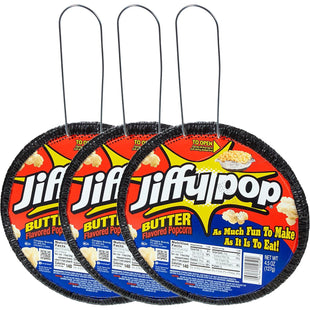 JIFFY POP Butter Flavored Popcorn Stovetop Popping Pan, Classic Butter Flavor Campfire Popcorn 4.5 Ounce (Pack Of 3)