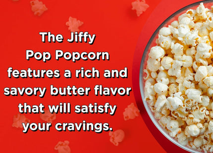 JIFFY POP Butter Flavored Popcorn Stovetop Popping Pan, Classic Butter Flavor Campfire Popcorn 4.5 Ounce (Pack Of 24)