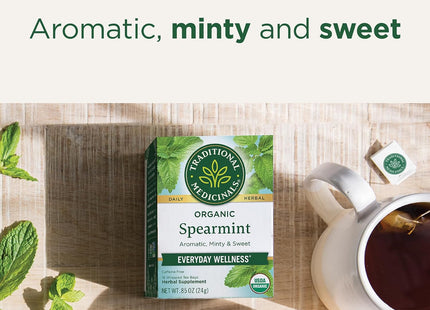 Traditional Medicinals Organic Spearmint Herbal Tea, Healthy & Refreshing, 16 Count (Pack Of 1)