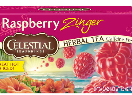 Celestial Seasonings Raspberry Zinger Naturally Caffeine-Free Herbal Tea, 20 Count (Pack Of 2)