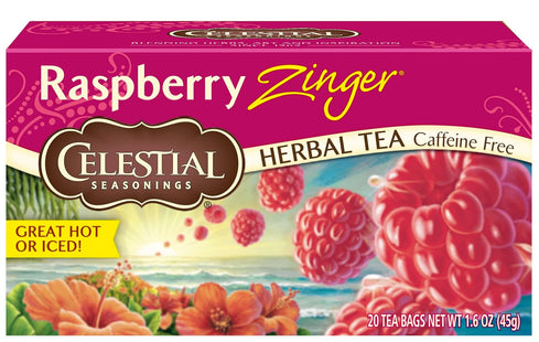 Celestial Seasonings Raspberry Zinger Naturally Caffeine-Free Herbal Tea, 20 Count (Pack Of 24)