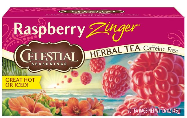 Celestial Seasonings Raspberry Zinger Naturally Caffeine-Free Herbal Tea, 20 Count (Pack Of 1)