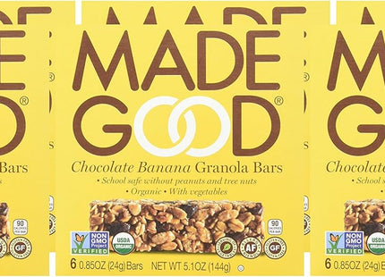 MadeGood Organic Granola Bars, Chocolate Banana, 0.85 Oz, 6 Count (Pack Of 2)