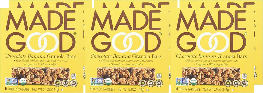 MadeGood Organic Granola Bars, Chocolate Banana, 0.85 Oz, 6 Count (Pack Of 6)