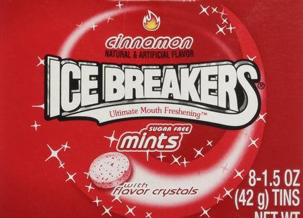 Ice Breakers cinnamon flavor crystals, Sugar Free, Fresh Breath, Mints Tin, 1.5 Ounce (Pack Of 2)