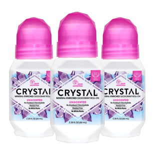 Crystal Natural Protection Roll-On, Body Deodorant, Unscented, Aluminum Chloride & Paraben Free, 2.25 Ounce (Pack Of 3)