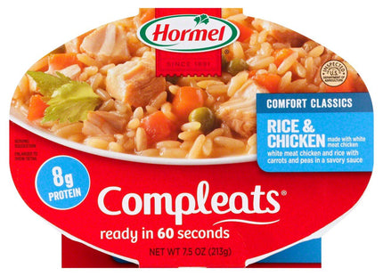 Hormel Compleats Microwavable Meal Chicken & Rice, Shelf Stable, Comfort Classics Food, 7.5 Ounce (Pack Of 2)